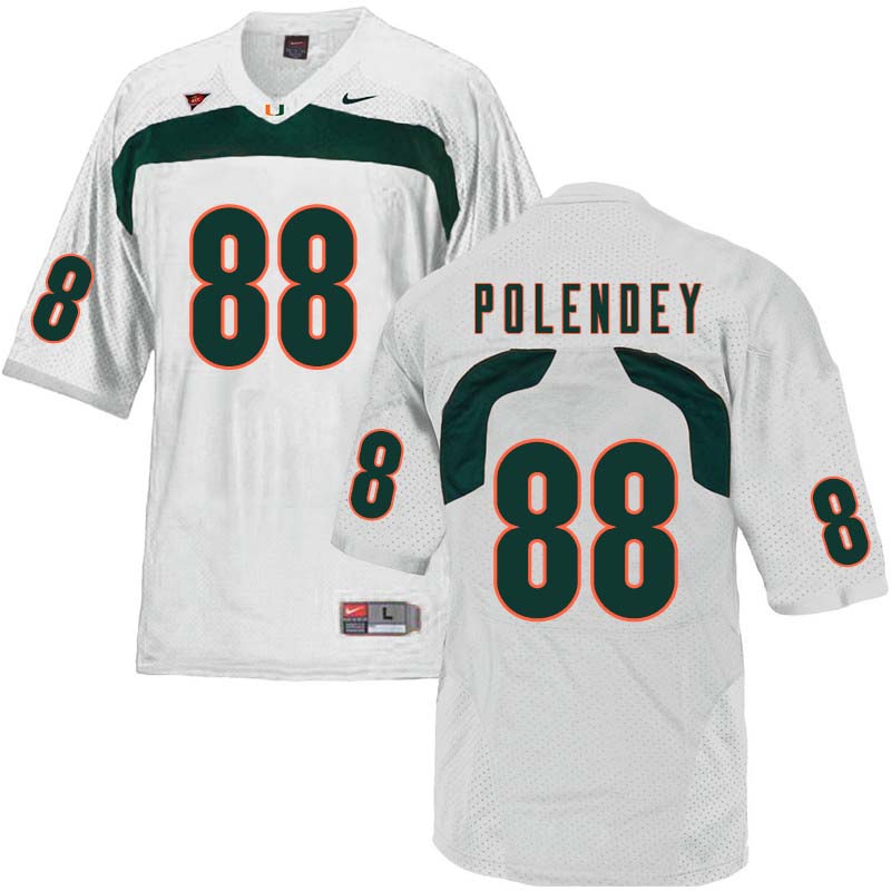 Nike Miami Hurricanes #88 Brian Polendey College Football Jerseys Sale-White
